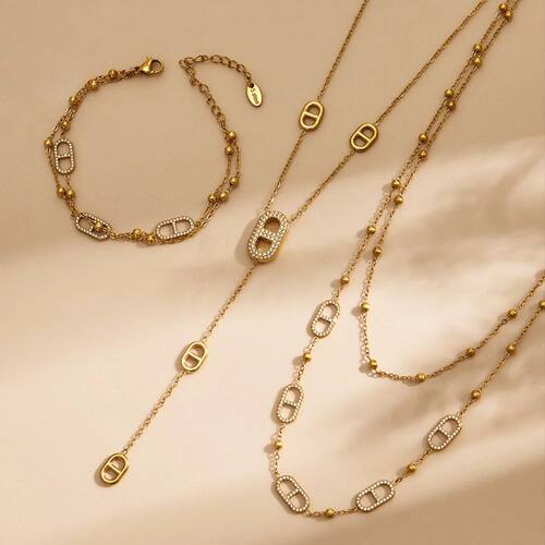 Dainty Layered Chain Necklaces Bracelets for Women 18k Gold