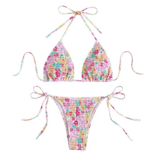sexy floral print halter bikinis sets biquini high waist tho