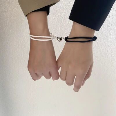 2 Pcs Magnetic Couples Bracelets for Women Men Romantic Hear