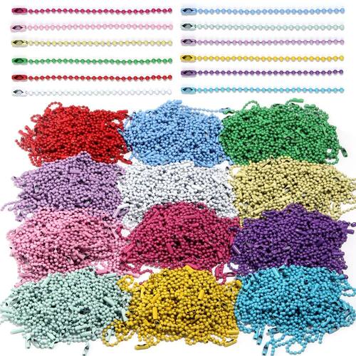 100pcs/Lot 10/12cm Iron Colorful Ball Bead Chain Fits KeyRin