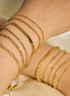 Gold Color Bracelet Stainless Steel Twist Cuban Chain Bracel