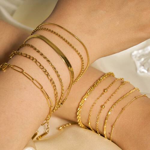 Gold Color Bracelet Stainless Steel Twist Cuban Chain Bracel