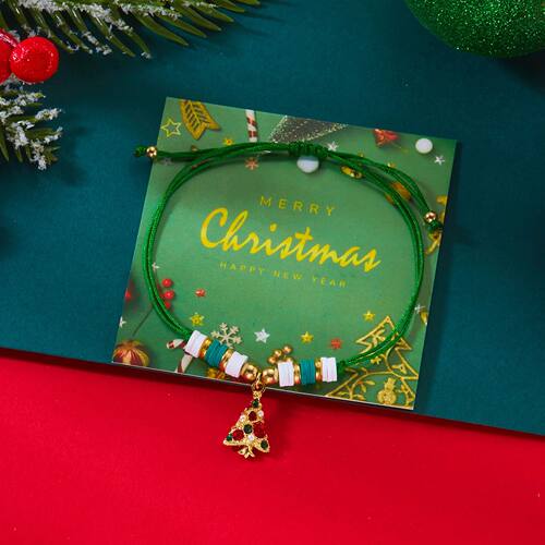 Trendy Christmas Tree Paper Card Bracelet for Women Men Deli