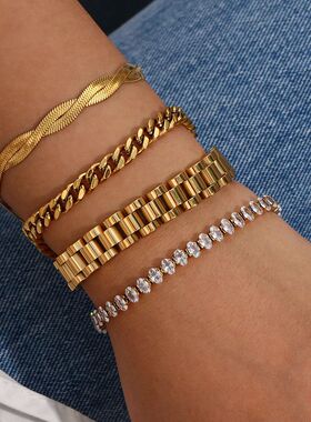 Miniamlist Men Bracelet Gold Jewelry Street Style Stainless
