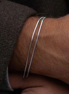 925 sterling silver 3MM Snake Chain Bracelet Men Hip Hop Sim