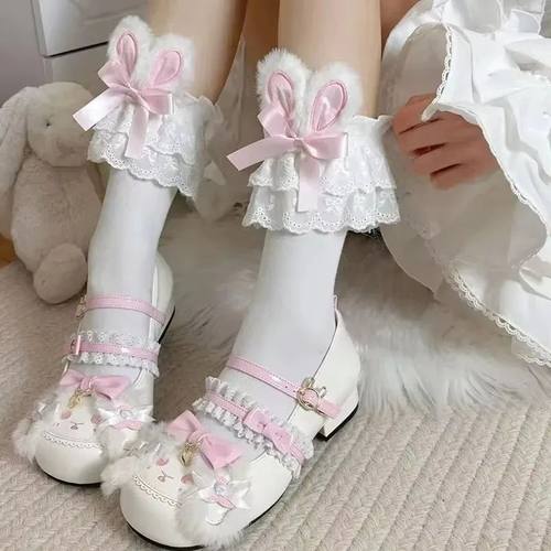 Lolita Sweet Rabbit Ear Socks Women Summer JK Bow Short Sock