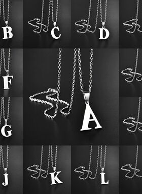 26 Alphabet Letters A-Z Name Pendant Stainless Steel Necklac