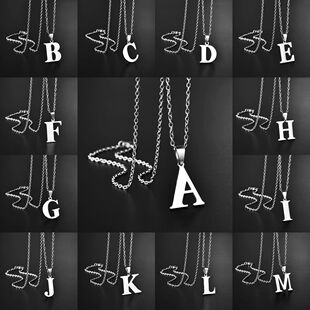 26 Alphabet Letters A-Z Name Pendant Stainless Steel Necklac