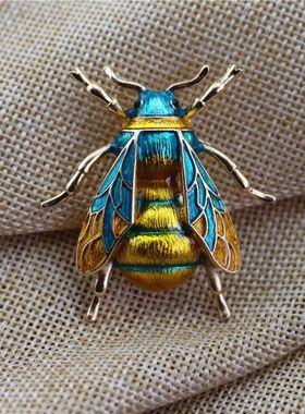 Enamel Bumblebee Brooches Women Alloy Yellow Bee Insect Broo