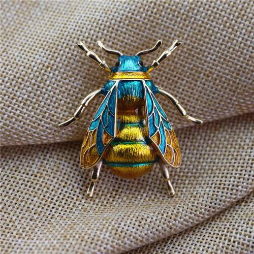Enamel Bumblebee Brooches Women Alloy Yellow Bee Insect Broo