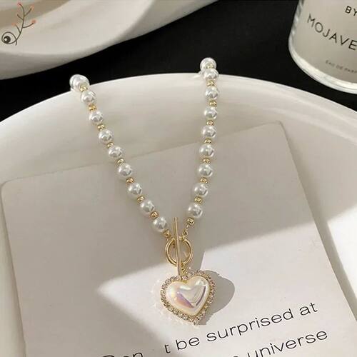 Imitation Pearls Collar Vinatge simulated Pearl Pendant Neck