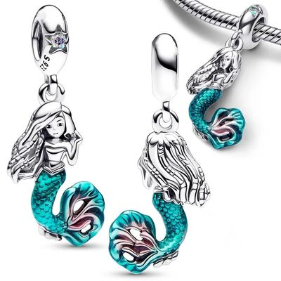 Hot Sale Charms Bead 925 Sterling Silver Blue-tailed mermaid
