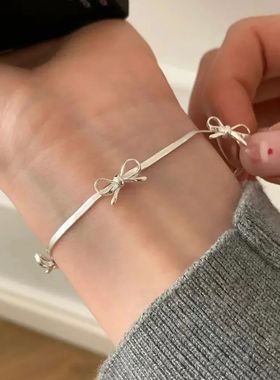 weet Bow Bracelets for Women Girls Sparkling Delicate Ribbon