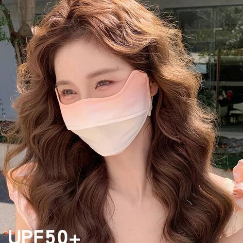 Gradient Ice Silk Face Mask Uv Sun Protection Summer Breatha