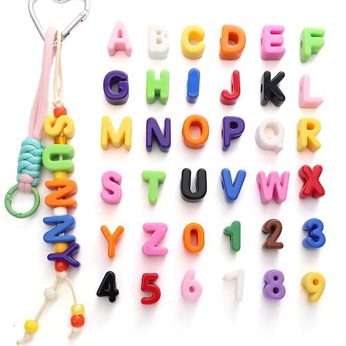 10pcs Colorful Acrylic Letter Beads, Large Hole Solid Color