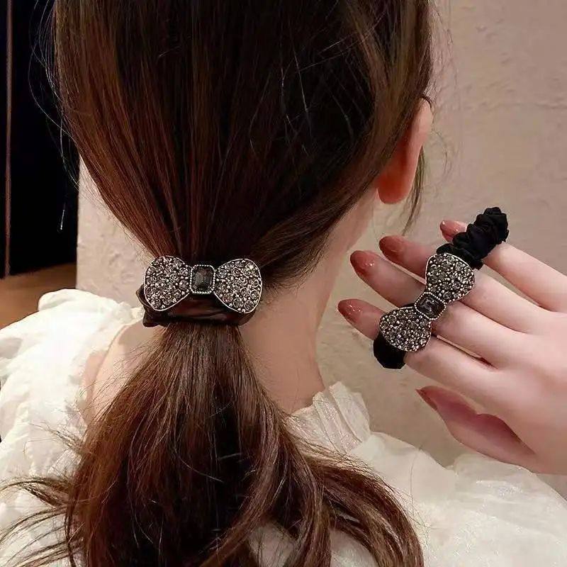 1PcsCrystal Bow Elastic Rubber Hair Bands Scrunchies For Wom