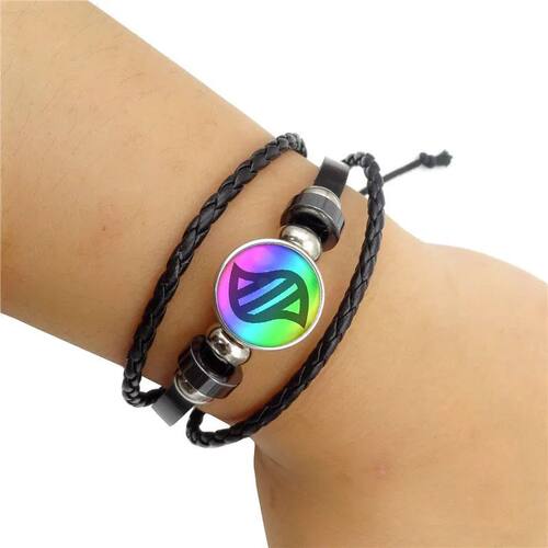 Anime Mega Stone Poke Snap Weave Leather Bracelet Glass Cabo