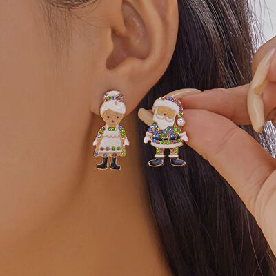 Creative Christmas Grandpa and Grandma Zircon Stud Earrings