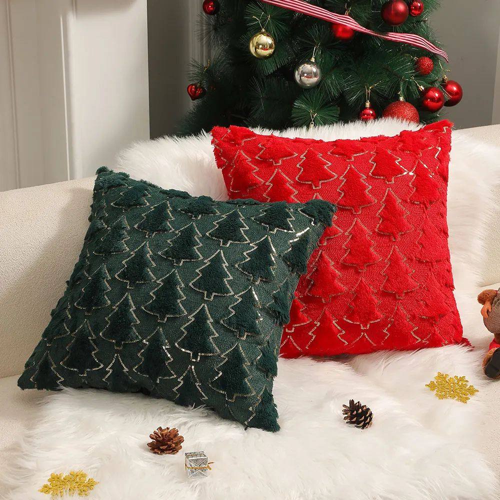 Plush Decorative Cushion Cover Soft Home Decor Christmas Liv