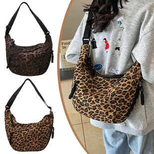 Women Stylish Dumpling Bag Multi-pockets Leopard Print Hobo