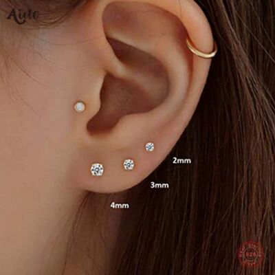 Aide 925 Sterling Silver 3pcs Set 2/3/4mm Mini Round Zircon