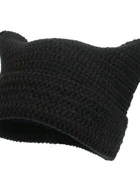 Cute Cat Ears Beanie HatPunk Gothic Ins Little Devil Striped
