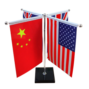 桌上大理石4杆型会议室办公桌旗国旗党旗摆件水晶四杆多国台式旗座旗杆