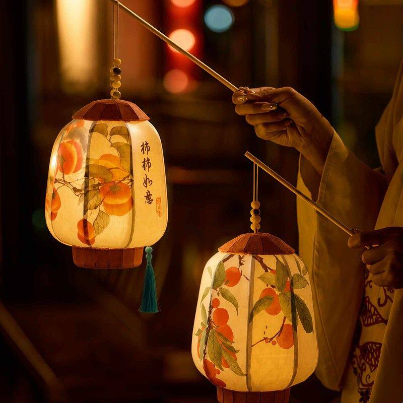 中秋节中式手提式灯笼纸质柿柿如意古典装饰灯传统2026年节庆用品