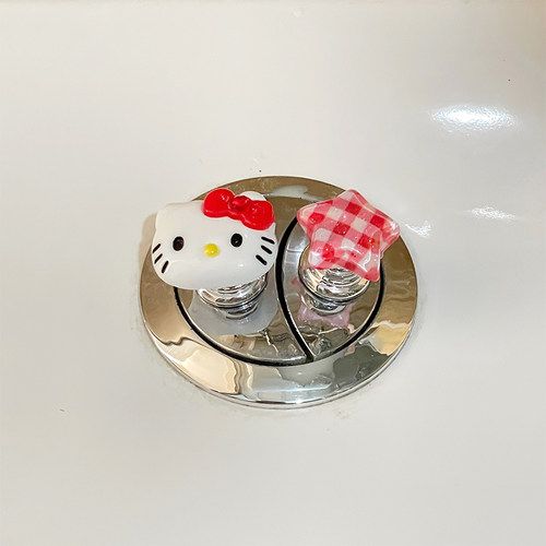 可爱kitty五角星马桶按压器省力贴美甲专用冲水按键贴饰！一套4个