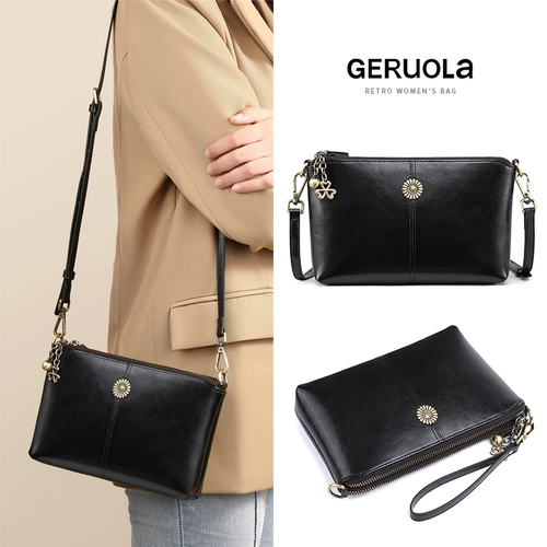 Сумка через плечо, сумка на одно плечо для матери, черная небольшая сумка, из натуральной кожи