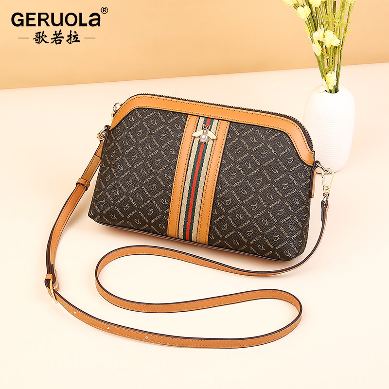 2023新款休闲单肩包中年大容量复古贝壳斜挎包婆婆送妈妈大气包包