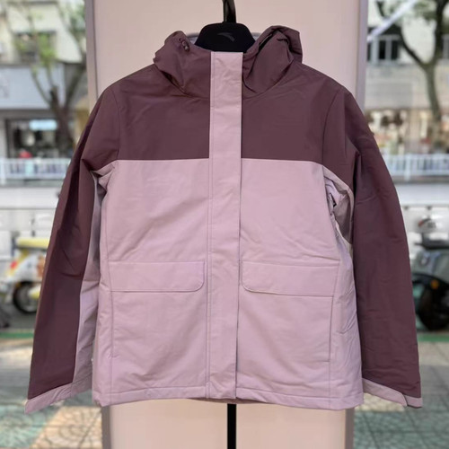 安踏正品女冲锋衣2025冬款连帽梭织抓绒内胆三合一外套162547601