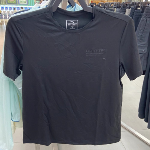 安踏正品男综训T恤衫2025夏新款时尚圆领潮冰丝针织短袖152537110