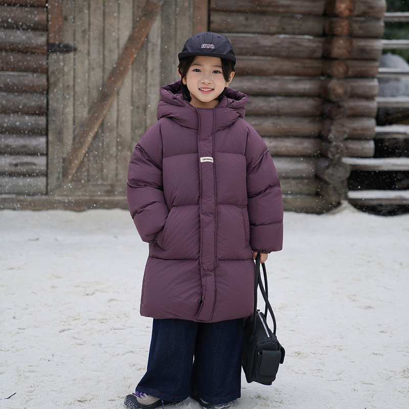 童装羽绒服男童冬装中长款加厚新款冬装90白鸭绒儿童三防连帽外套