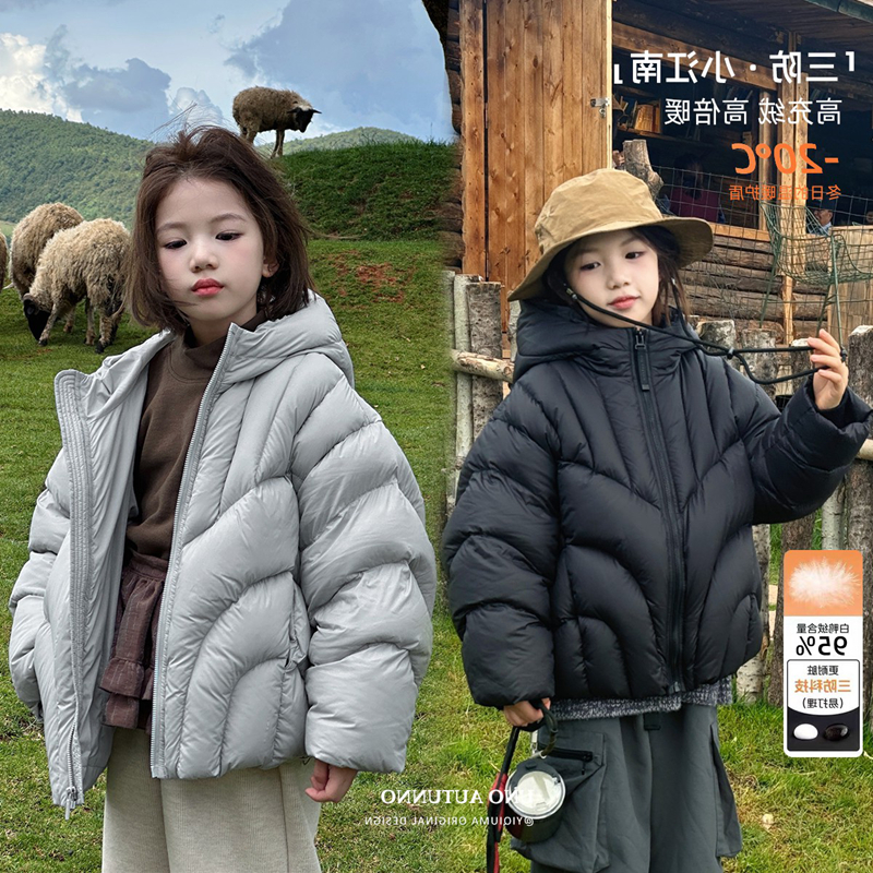 韩国女童2025冬季新款杜邦三防中大童95白鸭绒羽绒服装超好看外套