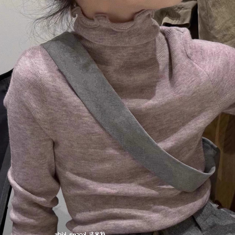 清仓童装女童木耳边羊毛打底衫2025秋冬儿童薄款毛衣内搭修身上衣