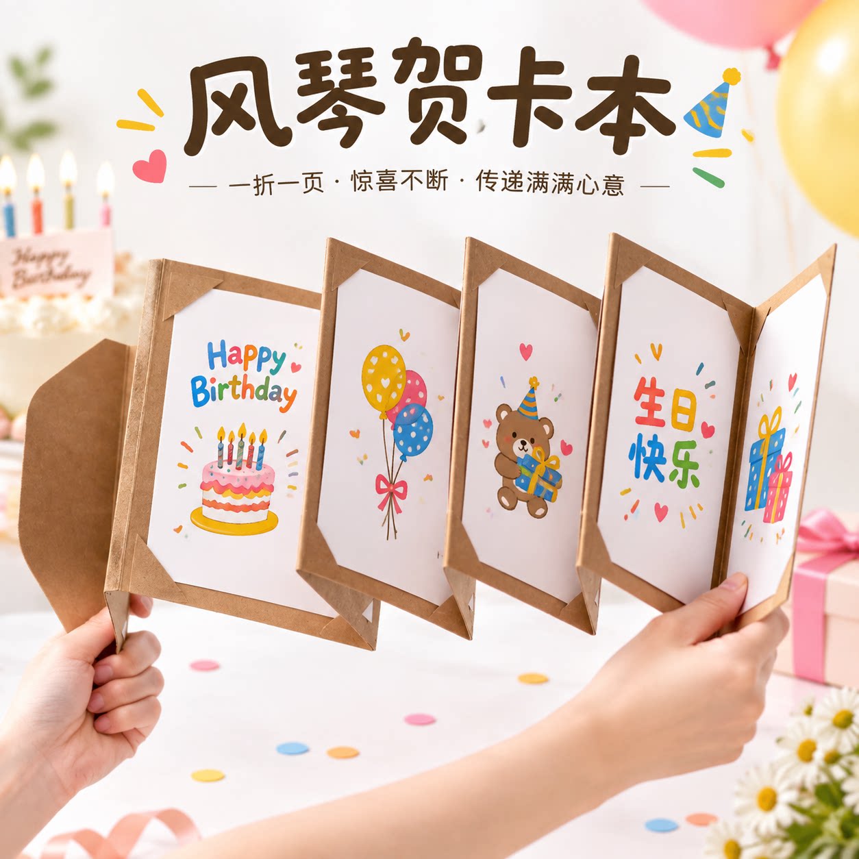 折叠相册本5寸6寸风琴式照片插画册小卡片展示式收纳卡册复古明信片贺卡创意折页本diy手工集图片