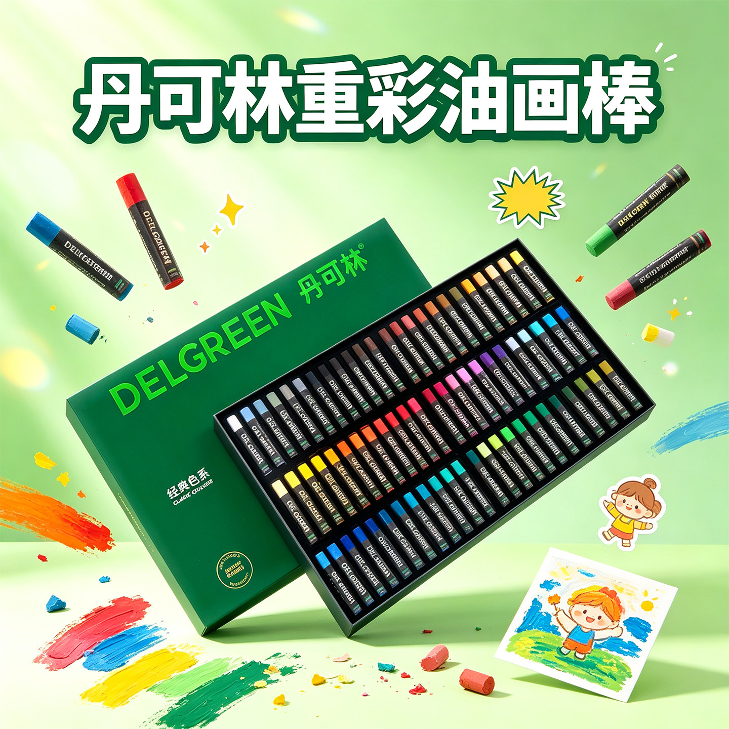 丹可林超软油画棒diy套装尼泊尔本蜡笔重彩软性三代36色24色中小学生婴幼儿园儿童美术专用纸画画笔刮刀工具4图片