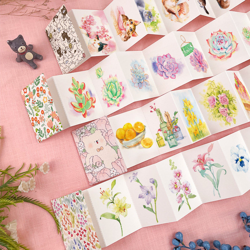 飞乐鸟迷你水彩本手工布艺风琴本300g速写水彩纸空白画本细纹中粗