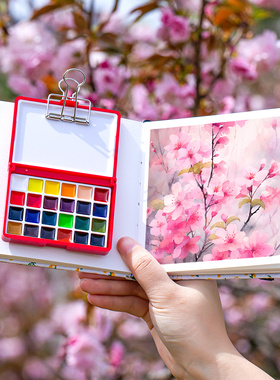 德国史明克固体水彩颜料分装小红盒小蓝盒学院级透明24色学生美术生专用水粉绘画画工具专业套装小史便携套装