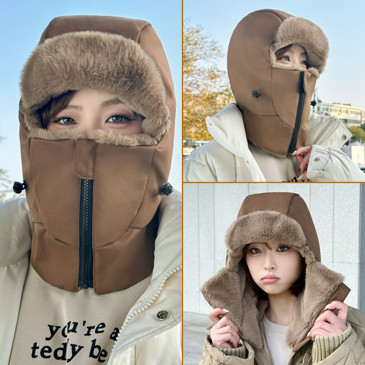 防风帽子秋冬保暖骑车头盔帽