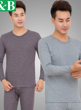 AB内衣秋冬大码男士圆领秋衣秋裤中厚远红外发热保暖内衣套装K170