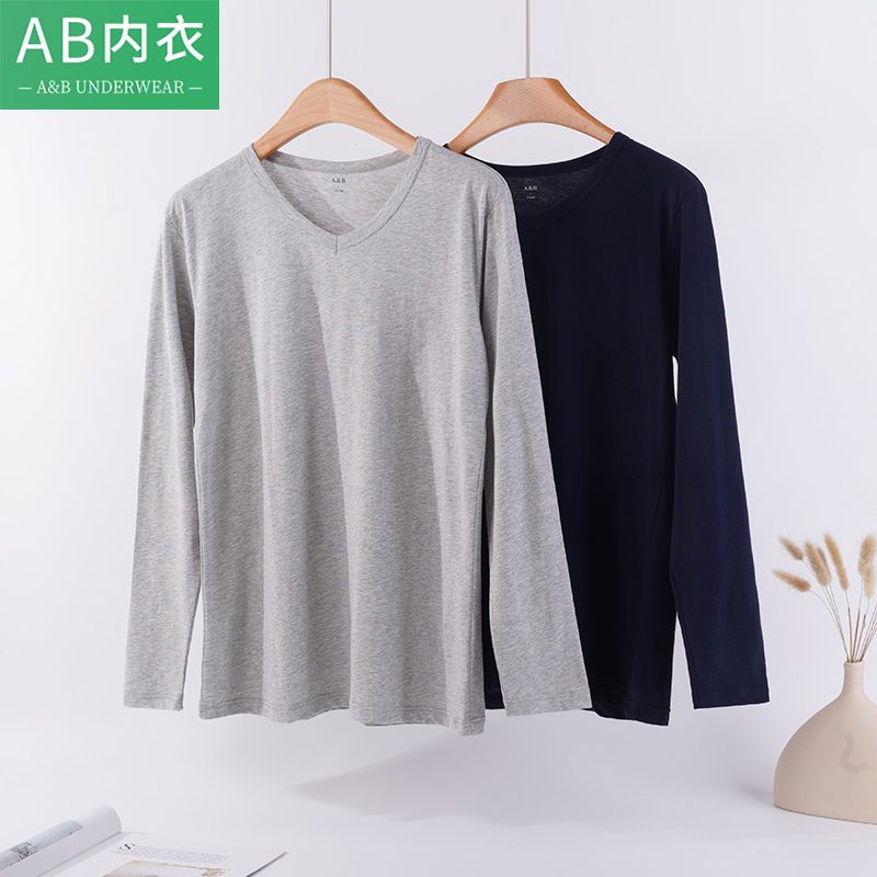AB男士纯棉V领薄款单件上衣ab
