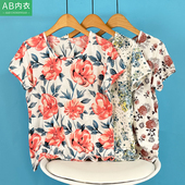 休闲家居睡衣中老年全棉长裤 AB内衣女士纯棉单件短袖 上衣大码 S626