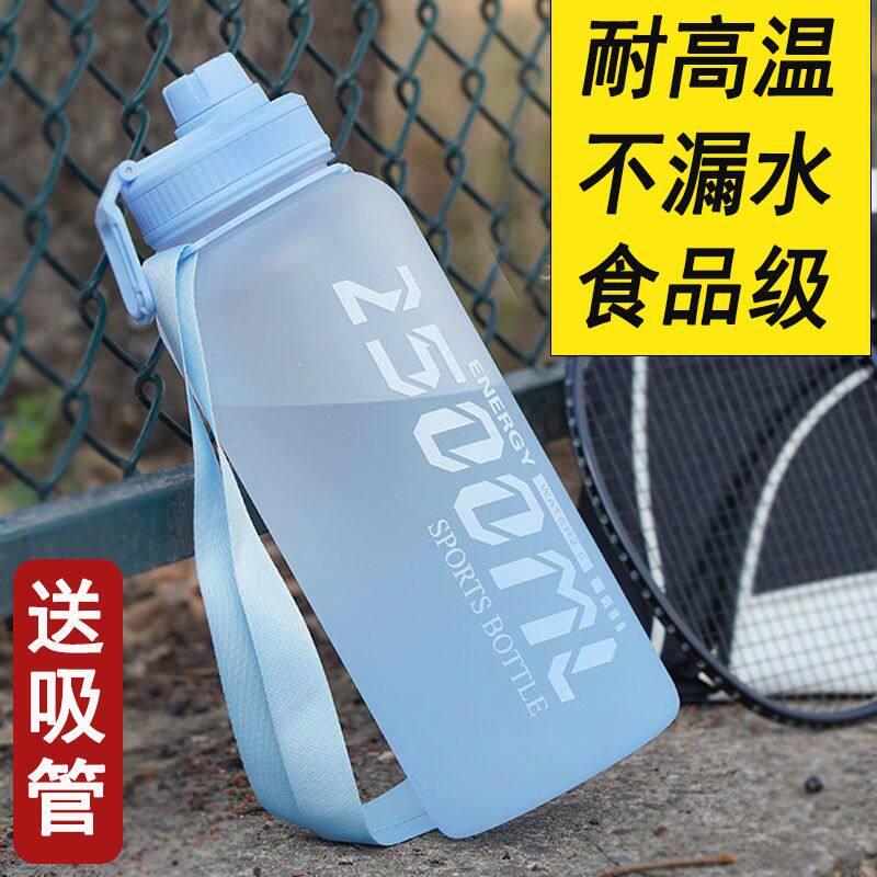 水杯大容量背带水壶耐高温防爆成人斜挎防摔网红男女吸管塑料茶杯