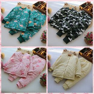 包邮 套装 新品 男女宝儿童纯棉加厚加大棉衣棉裤 休闲家居棉服 冬装