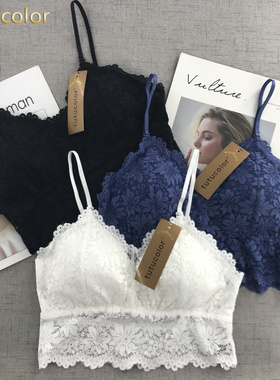 欧洲站tutucolor蕾丝文胸背心美背带胸垫无钢圈抹胸裹胸女士内衣