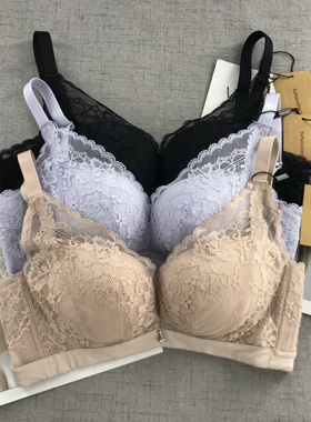 欧洲站tutucolor无钢圈蕾丝薄款聚拢收副乳防下垂舒适透气文胸罩