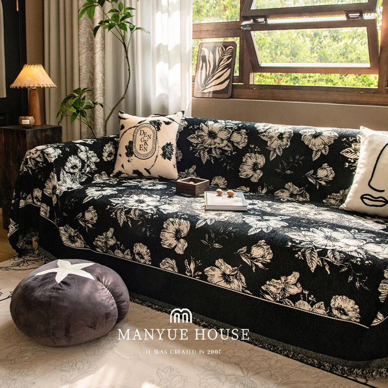 蔓越家 暗香 法式中古花卉一片式沙发巾盖巾沙发套罩整张全盖盖毯,居家布艺,沙发套,淘宝优惠券,粉丝福利购,淘宝优惠卷