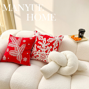 蔓越家 北欧ins复古轻奢毛绒抱枕客厅沙发可爱抱枕套样板间靠垫